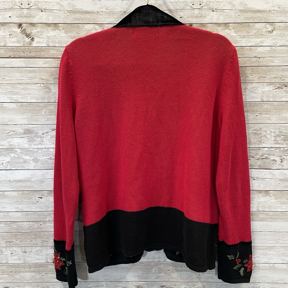 Tiara International Womens M Christmas Sweater Red‎ Zip Christmas Collection - Picture 8 of 10